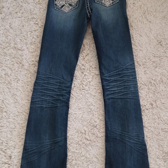 LA Idol USA Women’s Bootcut Jeans Sz 5 W29 L34 Rhinestone Bling Pockets Y2K READ - Picture 6 of 9